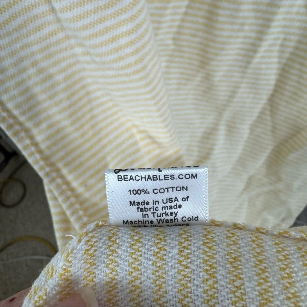 Beachables Striped 3‑in‑1 Turkish Cotton Beach Bag Yellow White Pineapple Print